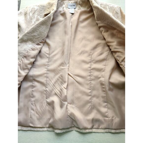 JACKET/BLAZER-CHICO'S-Cream-Brocade Style Material-Short Length-Chico's Size 1/S - Picture 6 of 16